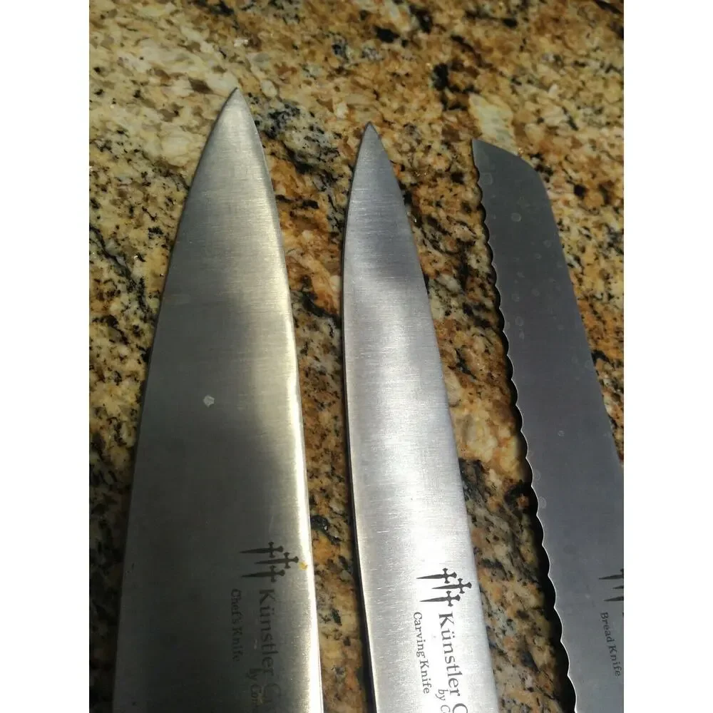 Kunstler Connoisseur 3-Piece Chef knife set. Solid Cutlery Bread Chef Carving